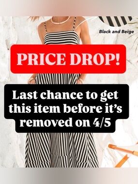 NWT Cupshe Black and Beige Striped Maxi Dress XL